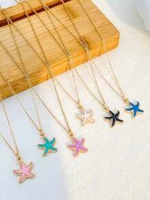1pc Fashion Bohemian Sea Star Pendant Necklace, Suitable For Everyday Wear - Starfish - View 4