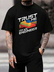 Camiseta divertida de ingeniero - Diseño de bloques de construcción - Regalo para ingenieros, estudiantes, profesionales - Camiseta negra de algodón - Regalo para amantes de la tecnología, padres frikis - Humor de ingeniería - Negro - Ver 1