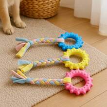 Brinquedo de Corda de Algodão e Borracha TPR para Cães Resistente à Mordida Pet