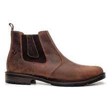 Men's Genuine Leather Casual Chelsea Boot Soft Durable Coffee 3001