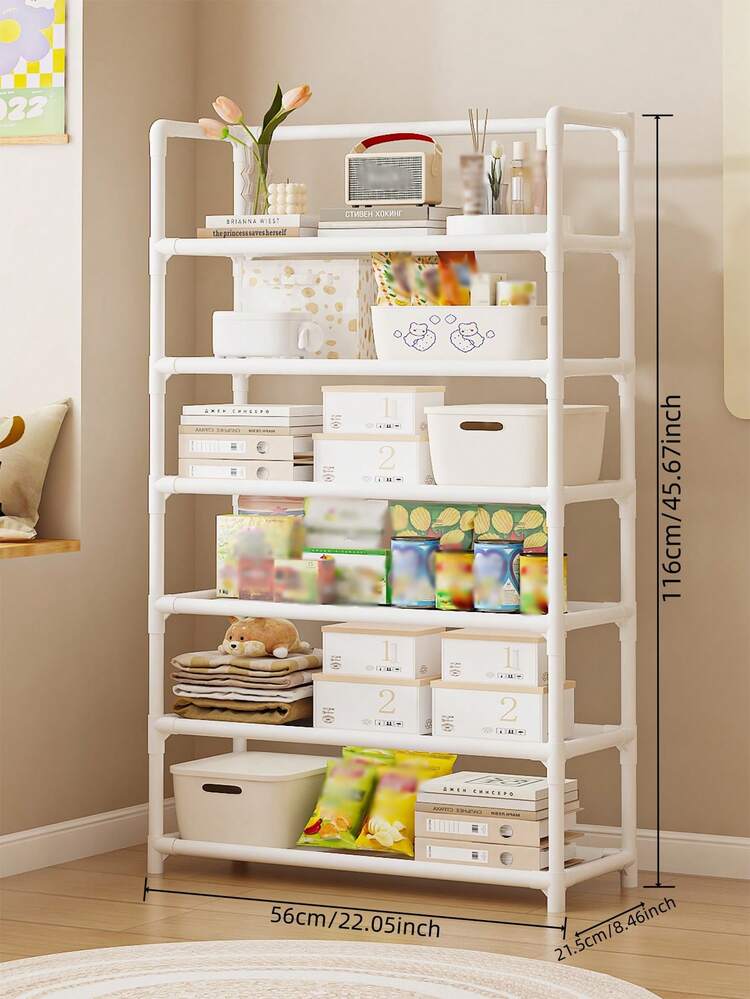 1 pieza Estante de almacenamiento de 3 a 7 niveles, organizador de aperitivos de múltiples capas, estantería de almacenamiento independiente de gran capacidad para dormitorio, apartamento - Multicolor - Añade 4