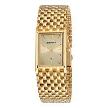 BERNY Men's Golden Stainless Steel Business Quartz Watch-Square Dial With Date Indicator,30M Water-Resistant,Luxurious & Minimalist,Ideal For Business & Casual Occasions - 金色 - 查看 1