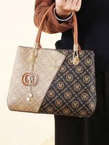 This Year's Popular Mother-Daughter 3 PiecesBag Set, Classic Large Capacity Women's Casual Tote Bag, High-End Elegant Women's Jacquard Handbag - Brown - View 4