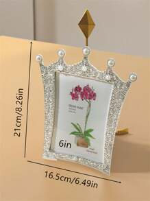 1 pieza Marco con forma de corona, Marco de plástico para fotos con perlas y rhinestone de 3 pulgadas, 6 pulgadas o 7 pulgadas (el papel fotográfico se envía aleatoriamente)