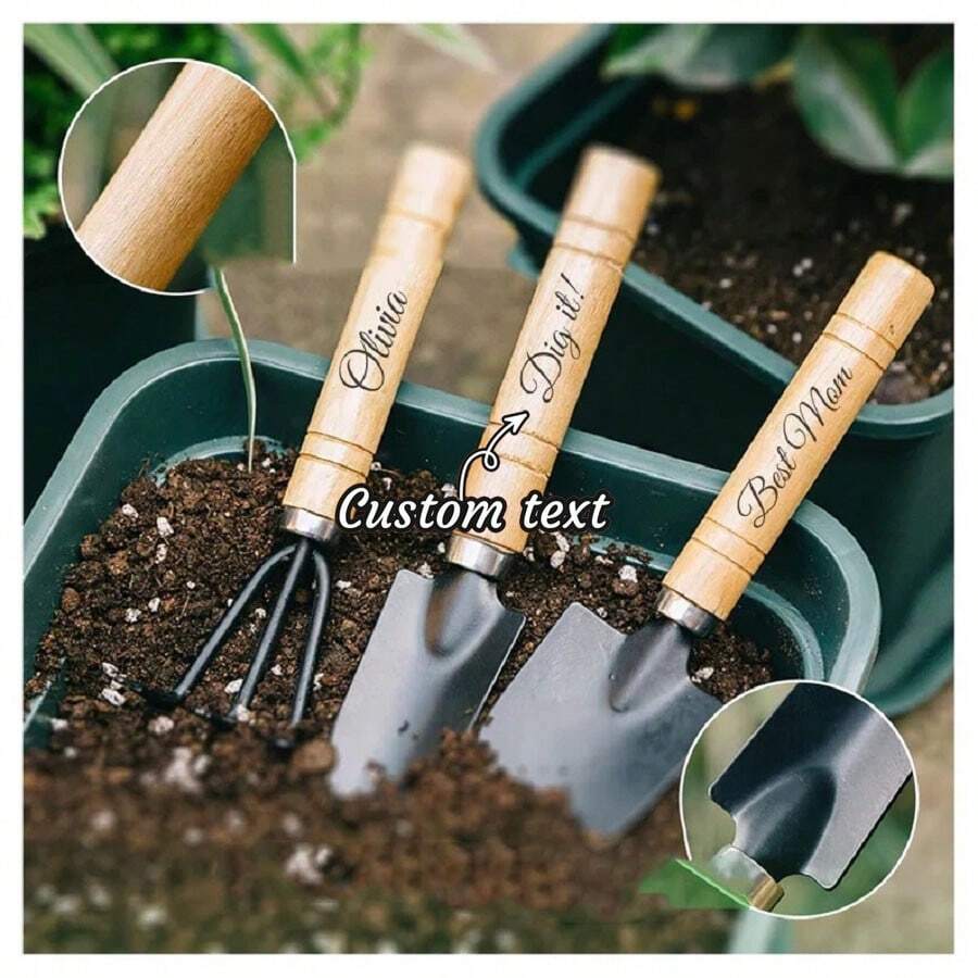 3pcsPersonalized GARDENING TOOLS SET Custom Engraved Garden Flower Home Gift For Dad Mom Her Him Men Women Retirement Birthday - Multicolor - View 1