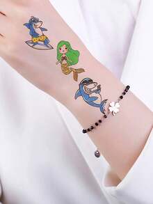 60pcs Temporary Fake Tattoo Stickers, Avocado Ocean Mermaid Shark Princess Various Cute Cartoon Patterns Tattoo Stickers Perfect For Daily Party Body Decoration, Party Accessory Supplies - Multicolor - View 4