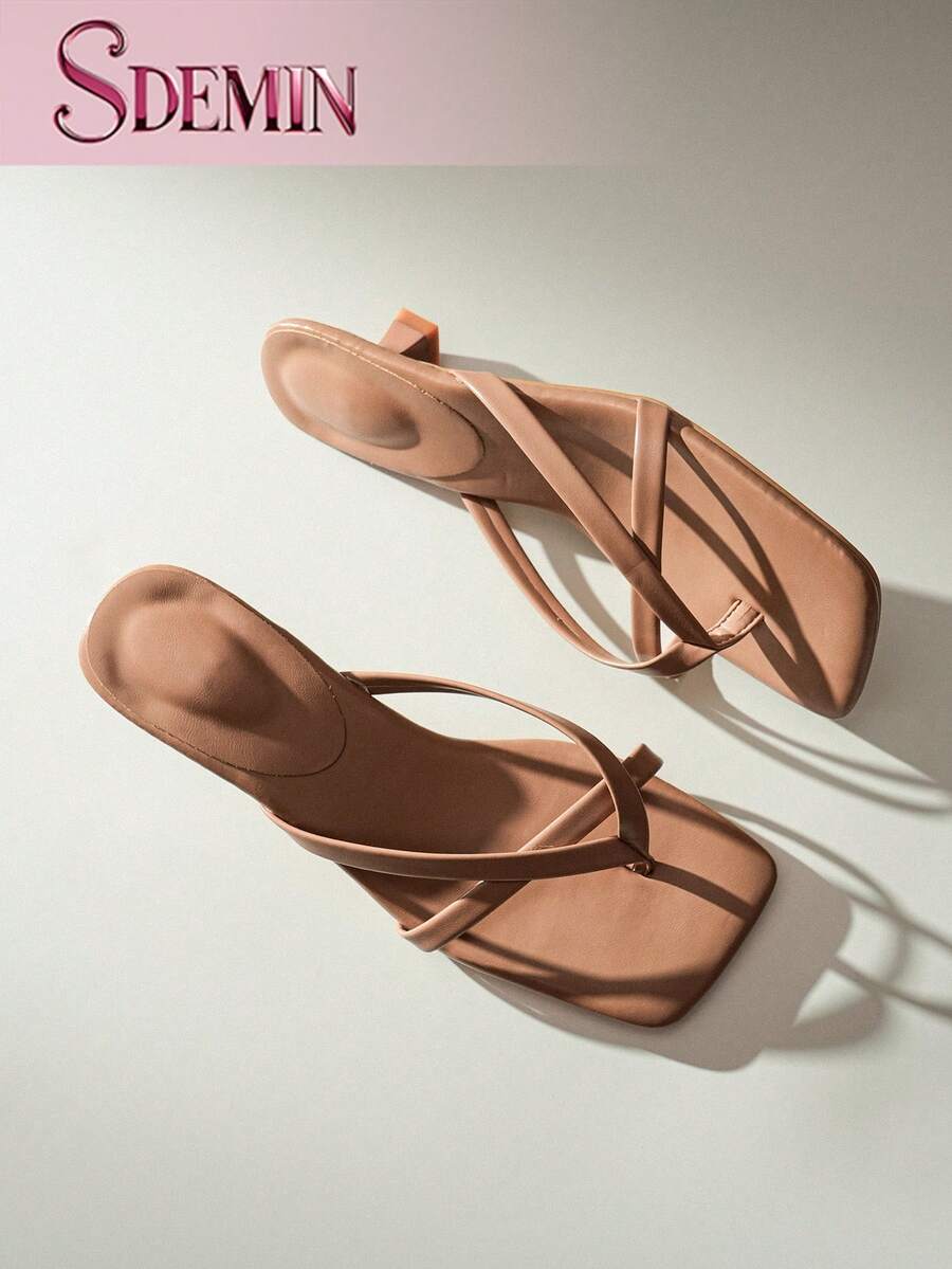 SDEMIN 夏季新款女士纯色拖鞋，优雅度假鞋，休闲沙滩高跟凉鞋，时尚易穿高跟鞋，适合正装