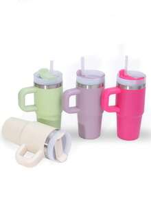 1 件 14 盎司纯色简约大气不锈钢杯、随行杯、带盖水杯、吸管、简约时尚旅行杯 - 不锈钢真空冷水杯、便携式防漏杯、朋友和家人礼品杯、户外饮水设备、健身、旅行、家庭、办公室。返校 - 彩色 - 查看 4