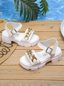 1 Pair Fashionable And Beautiful Girls Single Strap Anti-Slip Thick Soled Sandals, Stylish And Atmospheric, Suitable For Summer Outdoor Wear