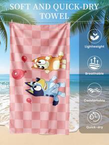 Bluey 1pc Bluey Beach Towel, Balloon And Bluey Pattern Swim Towel, Bath Towel, Fashion Style Beach Towel, Super Absorbent Bath Towel For Bathroom, Swimming, Fitness, Yoga, Soft And Comfortable Microfiber Towel, Lightweight And Portable, Wind And Sun Protection, Sandproof For Summer Travel, Vacation Holiday Bathroom Decor,Recommend Regular Sizes And Larger Sizes, (35*75cm Small Size Towel,150cm Or Above Recommended)