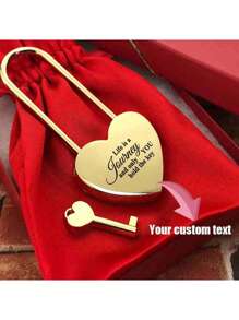 Custom Engraved Heart Key, Personalized Love Padlock, Engagement Lock, Metal Heart Lock With Key, Wedding Commemoration, Valentine's Day