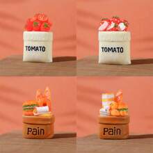 1pc Miniature Model DIY Realistic 3D Food Toy Bread, Tomato Creative Resin Craft Decor, Perfect For Back To School Gift/Birthday Present