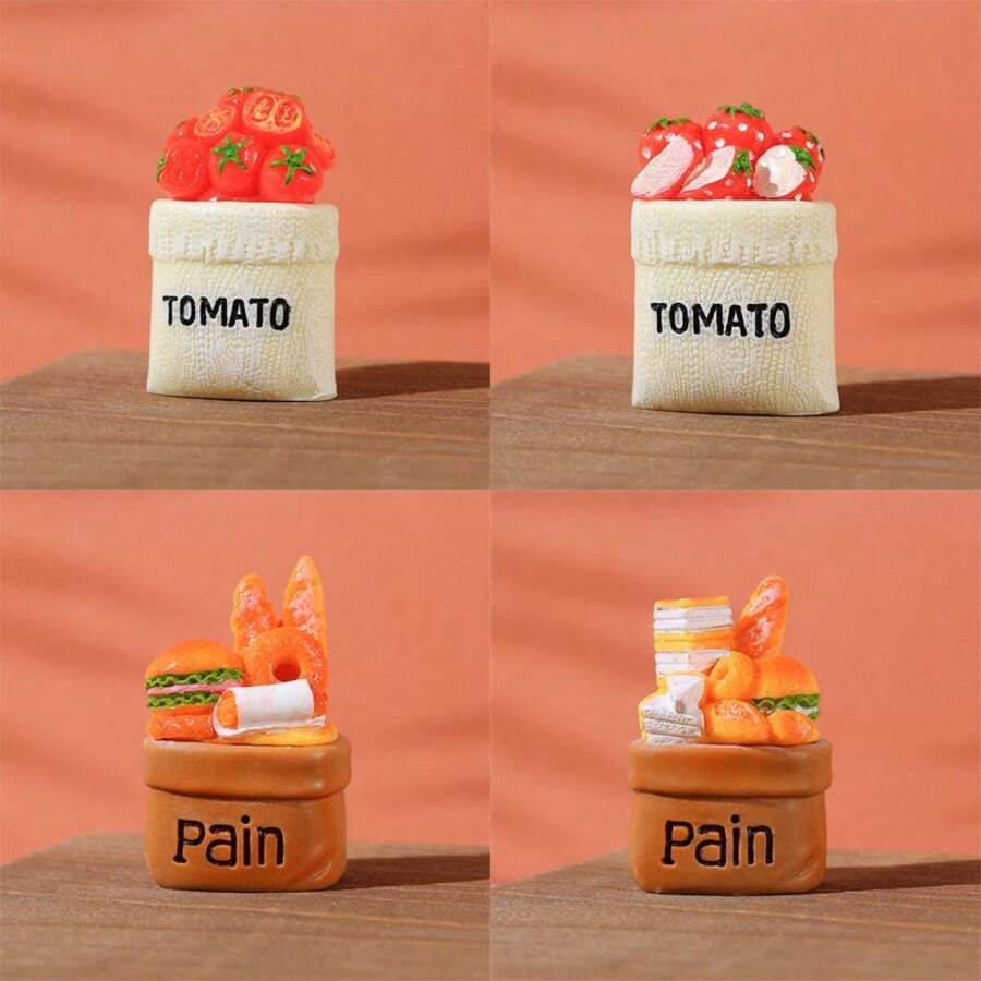 1pc Miniature Model DIY Realistic 3D Food Toy Bread, Tomato Creative Resin Craft Decor, Perfect For Back To School Gift/Birthday Present