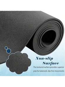 1pc Thick, Wide & Long Dual-Sided Colorful/Solid Exercise Mat, Non-Slip EVA Yoga Mat For Beginners, High-Density Fitness Mat For Men & Women, Pilates Mat, Waterproof, Anti-Tear, Thick EVA Picnic Mat, Non-Slip Shock-Absorbing Jump Rope Mat For Home Workout - Black - View 4