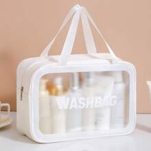 1pc Clear Makeup Bag For Travel – Waterproof Toiletry Organizer, Minimalist Aesthetic Cosmetic Bag (Large Capacity, White)