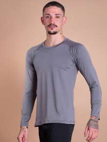 Men's Thermal Shirt UV Protection 50+ Second Skin T-Shirt Cold Mesh Blouse Gym Long Sleeve F7 NEW STYLE - 灰色 - 查看 2