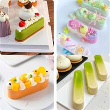 硅胶烘焙模具，适用于甜点和蛋糕，不粘易脱模，适用于慕斯蛋糕、糖果、糕点、巧克力、水果布丁、果冻、冰淇淋、圣诞蛋糕装饰。包括长方形、正方形、圆柱形、球形和蛋形。 - 彩色 - 查看 11