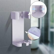 1pc Multifunctional Wall-Mounted Straightener Holder & Organizer - No Assembly Required Adhesive Bathroom Storage Rack With Comb Clips, Plastic Space Saving Design, Practical Shelf Back To School