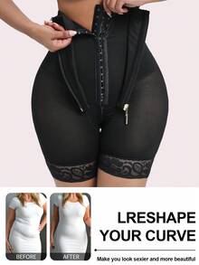 1 件女式束腰短裤，腹部控制无缝塑身紧身衣塑身内衣 - 黑色 - 查看 1