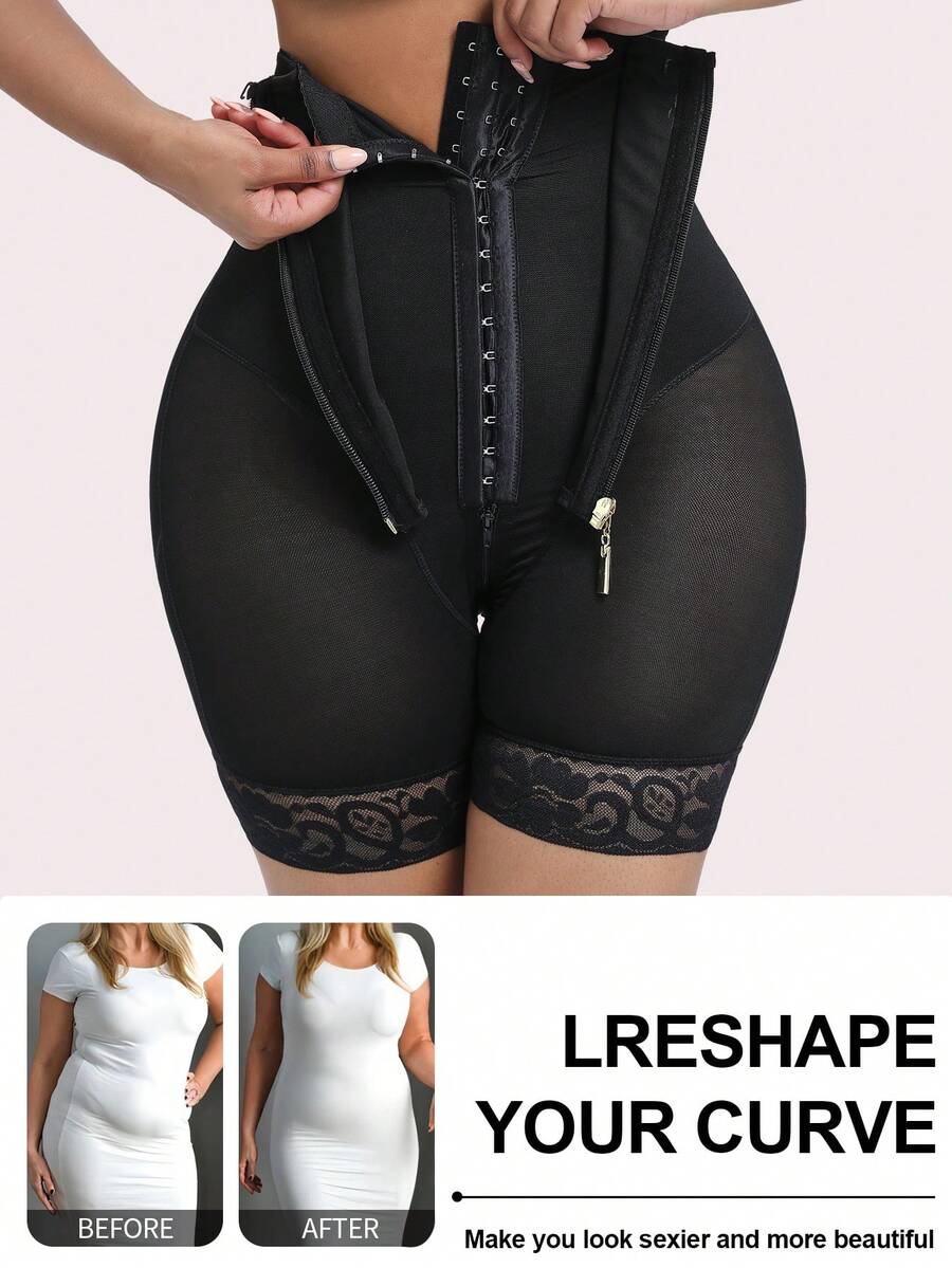 1 件女式束腰短裤，腹部控制无缝塑身紧身衣塑身内衣 - 黑色 - 查看 1