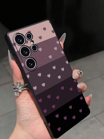 黑色爱心图案时尚手机壳 1 件装 渐变爱心防摔防滑黑色手机壳，兼容 16/11/16 Pro/16 Plus/16 Pro Max/16 e/15 Pro Max/13/14/12/XS/XR/7G/8P、Galaxy S25/S25 Plus/S25 Ultra/A16/A36/A26/A56/A50/A12/A32/A52/A72/A51/A21 S/A13/A14/S24/S24 Plus/S24 Ultra/S20/S23/S22/A53/S20 FE/S21、11/12 Pro/12/12 X/13 Pro/14 Pro/15 Pro/X3 Pro 等机型。适用于 10/9/Note9/12c/Note11pro/Note8Pro/9C/9a，防水、防摔、防刮，春季礼物，国际版，非国内版