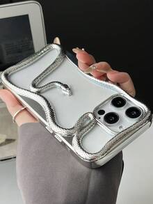 新款时尚镂空电镀蛇形设计手机壳，适用于 Apple 11/12/13/14/15/16 Pro/Pro Max、17/17 Pro/17 Pro Max、Galaxy S22/23/24/25 Ultra，防震全覆盖手机保护套防水防摔防刮 - 黑色 - 查看 2