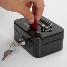 1pc High-Security Metal Key Lock Storage Box, Sturdy Durable Adult Anti-Theft Money, Multi-Functional Secure Storage For Coins Cash Cashier Drawer - Multicolor - View 7