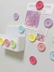 Cute Macaron Candy Color Button Fridge Magnets Set, Photo Wall Memo Board Magnets, Refrigerator Magnetic Stickers, Home Decor - Multicolor - View 5