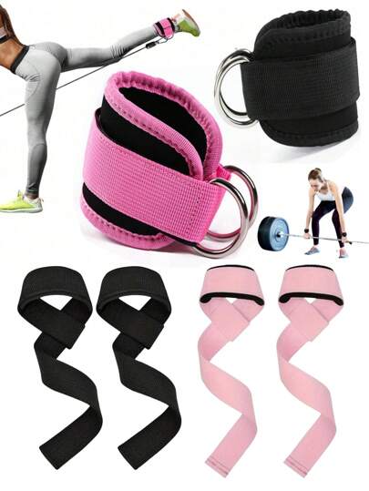Conjunto de 4 acessórios fitness, incluindo 2 barras de flexão e 1 par de alças para levantamento de peso, adequados para treinamento de força na academia, alta qualidade, essenciais para entusiastas do fitness, para homens e mulheres