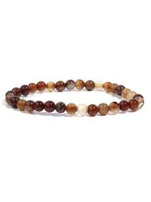 1 件 6 毫米天然石珠手链虎眼石玛瑙石英珠弹力手链男女款瑜伽饰品礼物 - 彩色 - 查看 24