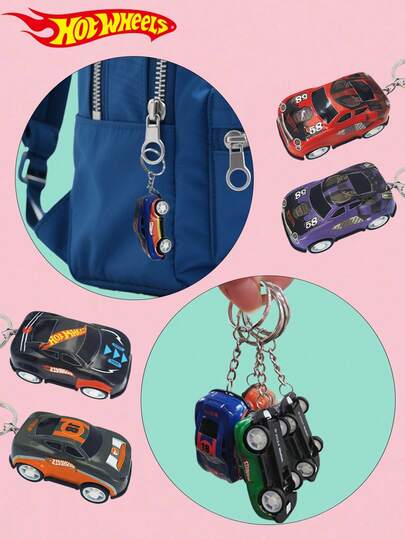  1 chiếc móc khóa xe đua Hot Wheels Rally chính hãng, ngẫu nhiên 12 kiểu, móc khóa đồ chơi mini đúc kim loại kéo lùi, thích hợp để trang trí túi xách, làm quà tặng Ngày Valentine và quà tặng bạn bè.