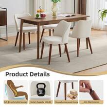 Huisuilinss Dining Chairs Set Of 2,Linen Upholstered Kitchen Chair With Thick Cushions,Wood Dinner Chair With Wood Legs,Wing Backrest,Accent Chair For Dining Room Living Room Kitchen - Màu be - Xem 5