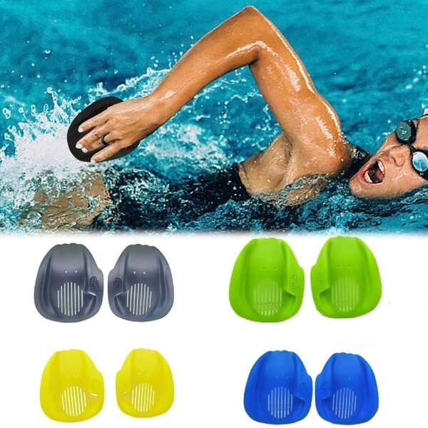 Palas de natación para manos, aletas para entrenamiento de nado para adultos unisex, accesorios de natación con palas y correas ajustables