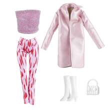 元秀 11.5 英寸时尚娃娃服装套装 - 包括皮夹克、时尚裤子、内衣、包和鞋子，适合 3-6 岁儿童，娃娃服装配饰 - 彩色 - 查看 8