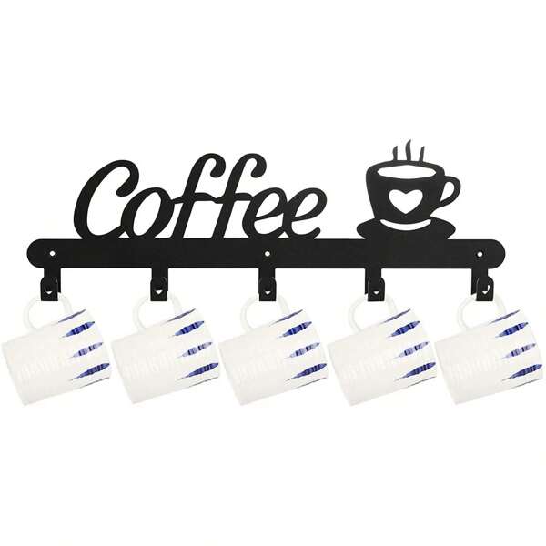 1pc Coffee Mug Holder Wall Mounted, Metal Coffee Mug Rack For Wall, Coffee Cup Rack Wall Hooks,Coat Hooks,Coat Hangerthis Versatile Rack Not Only Elegantly Displays Your Favorite Coffee Mugs But Also Features Additional Hooks For Coats And Accessories. Perfect For Kitchens, Entryways, Or Anywhere You Need Stylish Storage. Room Decor Bedroom Decor Home Decor Wall Decor