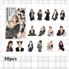 30/120张温柔日记系列PET模切贴纸包，时尚冬装女性角色贴纸，学生计划装饰贴纸