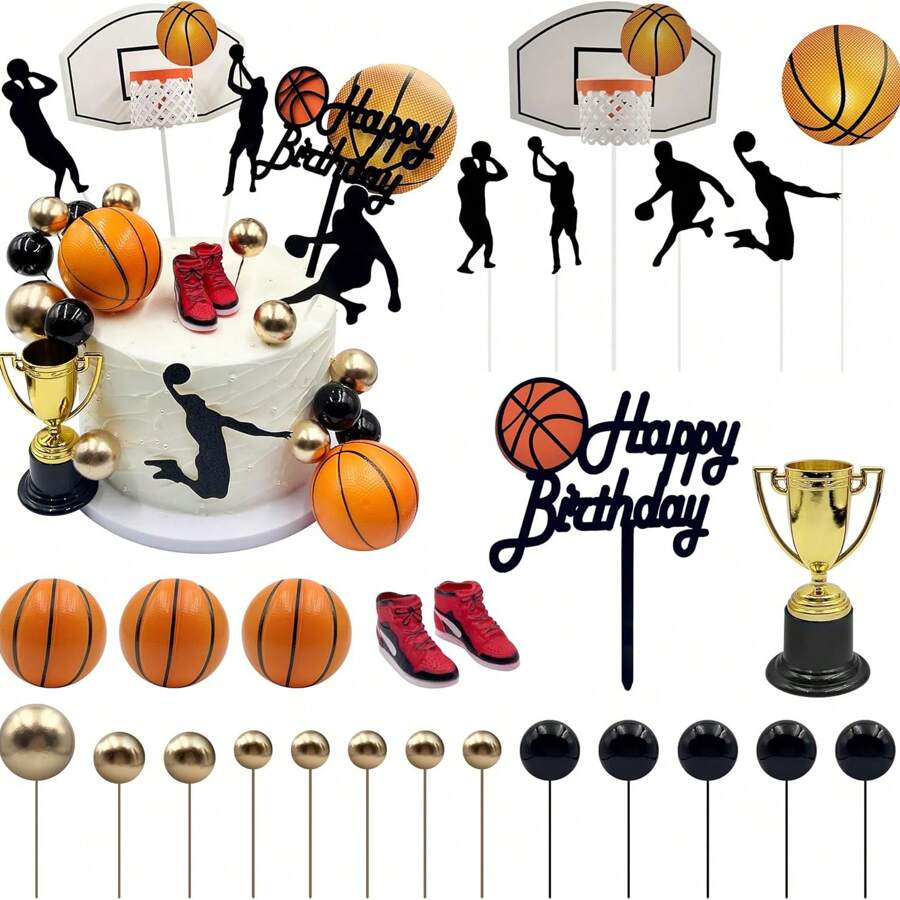 25pcs/Set Basketball Cupcake Toppers
