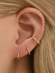 1pc 925 Sterling Silver Twist Hoop Earrings, Hypoallergenic Gold Cartilage Hoop, For Women And Men Daily Wear(Sold As 1piece, Not 1 Pair)