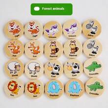 Juego de rompecabezas de madera de emparejamiento de memoria, juguetes educativos para niños - Animales, Océano, Frutas Patrón de Emparejamiento