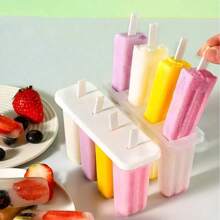 1 pieza Molde de cocina para RV con 4 paletas y tapa, molde infantil lindo de paletas y helado casero DIY, molde de helado de silicona (color aleatorio)