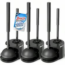 FORASTO 2 In 1 Toilet Plunger And Brush Set,Extended Handle Plunger,Toilet Bowl Brush Plunger Set,Bathroom Cleaning Tools ,Toilet Brush Plunger Combo,Cleaning Brush,Bathroom Cleaning Supplies - Bright Black - 查看 1