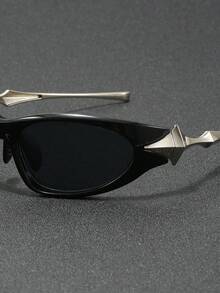 1 par de óculos masculinos futuristas, distópicos, Y2K, com design de explosão estelar, versáteis para uso casual, ao ar livre, na rua, em festas e festivais.