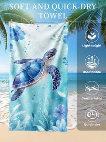1 件印花沙滩巾，海龟图案游泳巾，浴巾，时尚款式沙滩巾，超强吸水浴巾，适用于浴室、游泳、健身、瑜伽，柔软舒适的超细纤维毛巾，轻巧便携，防风防晒，防沙，适合夏季旅行，度假浴室装饰，可选带或不带储物袋，建议常规尺寸和更大尺寸，（35 * 75cm 小尺寸毛巾，建议 150cm 或以上）