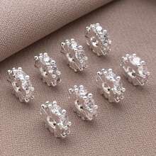 2/4/6 piezas Espaciador de cuentas de circonita cúbica de bronce con baño de oro verdadero de 18K, cuentas sueltas redondas planas con strass para bricolaje para encontrar joyas, hacer joyas, accesorios de moda y regalos creativos de 6/8mm
