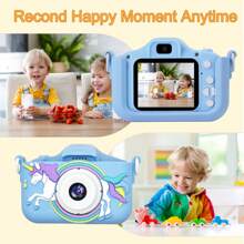 Kinder Selfie-Kamera, 1080P HD Digitalkamera mit Schutzhülle, perfekt für Familientreffen, Partys und Reisen, Weihnachts- und Kindertags-Geburtstagsgeschenk für Jungen und Mädchen im Alter von 3-12 Jahren (mit 32 GB Karte)