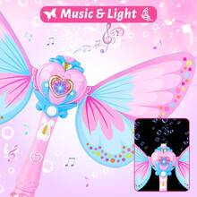 Musical Light Up Butterfly Fairy Stick Bubble Machine Toy Pink - Pink - View 5