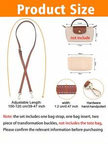 Adjustable Shoulder Strap Accessory For Le Pliage Mini Bag Upgrade, 95-124cm Length, Durable Synthetic Fiber Material, No Punching, Handheld Or Crossbody, With Purse Organizer Available In 4 Pcs/Set, 3Pcs/Set, Single Buckle Women DIY Gift - Brown - View 8