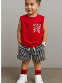conjunto de regata 2 pçs Shorts Bermuda infantil  menino Masculina