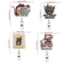 1pc Retractable Telephone Shaped Acrylic Name Badge Holder With Nurse ID Clip, Fun Design - Multicolor - View 2