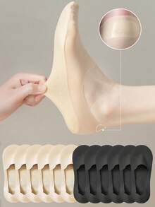 1/6/12 Pairs Thin Anti-Slip Breathable Ice Silk Invisible Socks, For Summer - Multicolor - View 3